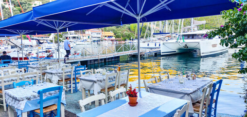 Yachts on the dock in a small marina