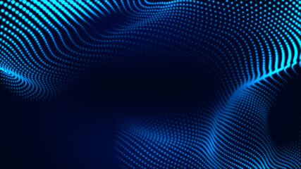 Dot white blue wave light screen gradient texture background. Abstract  technology big data digital background. 3d rendering.