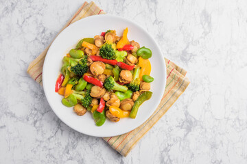 ホタテと野菜のオイスターソース炒め