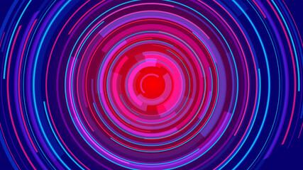 Circle neon lines technology Hi-tech blue background. Abstract graphic digital future concept design.