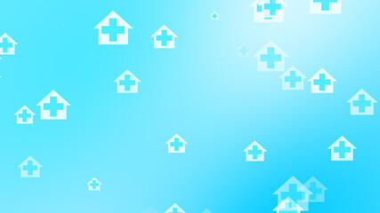Medical health blue cross on home pattern background. Abstract banners with prevent virus infection and healthcare stay home concept.