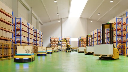 AGV Forklift Trucks-Transport More with Safety in warehouse. © Vanitjan