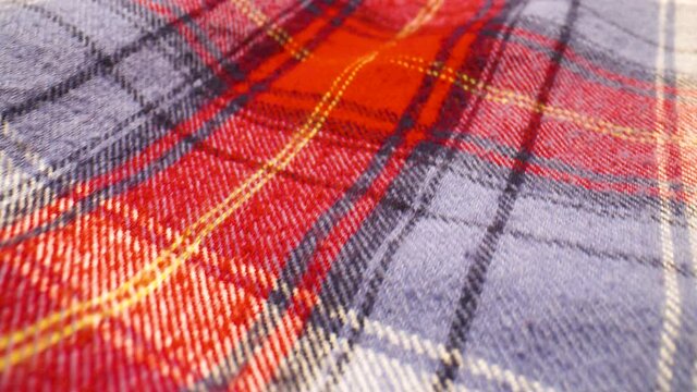 Plaid pattern flannel fabric, close up
