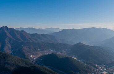 Small town nestled in valley