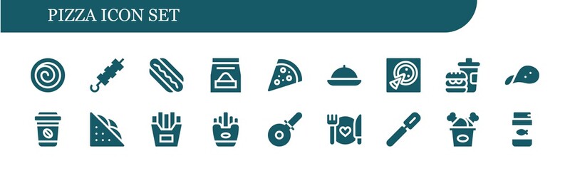 Modern Simple Set of pizza Vector filled Icons