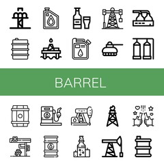 barrel simple icons set