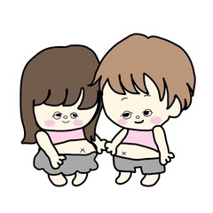 手を繋ぐ女の子と男の子