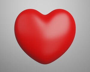 Red Heart, Symbol of Love and Valentine's Day. Isolated on gray Background.