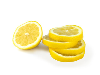 Fototapeta na wymiar Stacked lemon on white background with clipping path