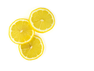 Stacked lemon on white background, top view, with clipping path