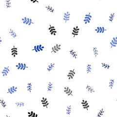 Dark BLUE vector seamless doodle background with leaves. Colorful abstract illustration with leaves in doodle style. Template for business cards, websites.