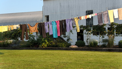 Amish clothing line drying in the sunlight