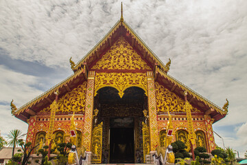 Naklejka premium Beautiful art, religious places and religious objects of Wat Jedyod, Chiang Rai, Thailand. Wat Chet Yot is a temple that has been renovated from the remains of an ancient temple.