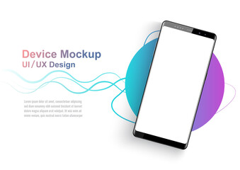 New realistic mobile black smartphone modern style blank screen. Template for infographics or presentation UI design interface. illustrator vector.