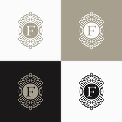 Luxury Letter Logo. Simple and elegant floral design logo, Elegant linear luxury vector logo design
