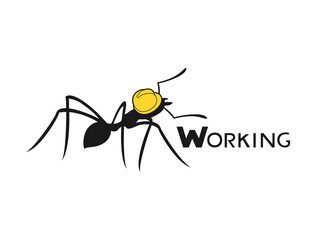Ant with worker helmet illustration