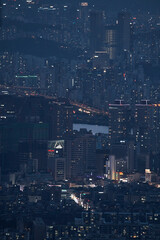 Fototapeta premium Seoul Apartment Buildings at Night, Urban Residential Cityscape