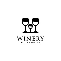  initial W Wine Logo Template Bar / Restaurant Logo Vector Illustration