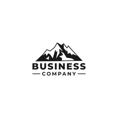 Silhouette Mountain  Mount Peak Logo Graphic design vector