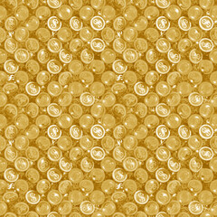 Seamless tileable background of gold coins 3D rendering