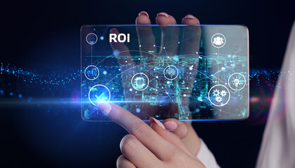 ROI Return on investment financial growth concept. Business, Technology, Internet and network...