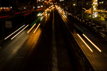 Fototapeta na wymiar Beautiful colored light in the city at night