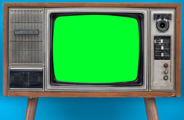 Television with green screen.