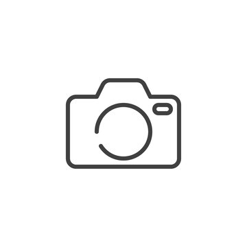 Photo camera line icon. linear style sign for mobile concept and web design. Photography camera outline vector icon. Symbol, logo illustration. Vector graphics