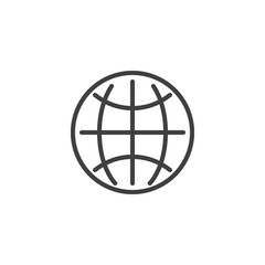 Obraz premium Web browser line icon. linear style sign for mobile concept and web design. World globe outline vector icon. Symbol, logo illustration. Vector graphics