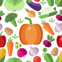 Seamless pattern with vegetables. Background for the design of the menu of vegetarian restaurants, wallpapers, textiles