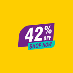 42 discount, Sales Vector badges for Labels, , Stickers, Banners, Tags, Web Stickers, New offer. Discount origami sign banner