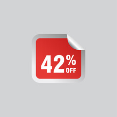 42 discount, Sales Vector badges for Labels, , Stickers, Banners, Tags, Web Stickers, New offer. Discount origami sign banner