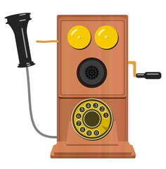 レトロな片耳の壁掛け電話（デルビル磁石式電話機）のイラスト 受話器外し