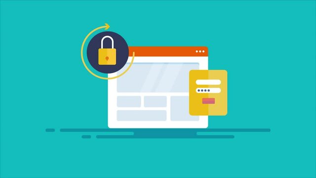 Website security, password authentication, secure access login, data protection software, ssl shield concept. Business technology, firewall and encrypted network, lock system. 2d animation, 4k video .