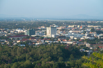 Fototapeta na wymiar Cityscape view of Chiang Rai province the northernmost large city in Thailand.