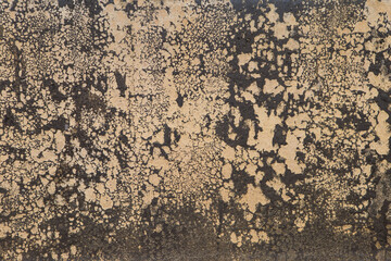 Abstract black dirt texture on yellow cement wall