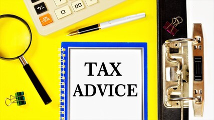 Tax advice-text inscription on the entrepreneur's letterhead. protects the interests of the...