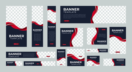 set of creative web banners of standard size with a place for photos. Vertical, horizontal and square template. vector illustration EPS 10