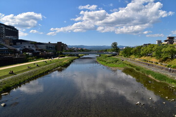 Fototapeta na wymiar Kamo river in Kyoto, Japan