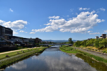 Fototapeta na wymiar Kamo river in Kyoto, Japan