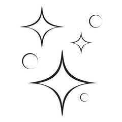 doodle set of vector stars sparkle icon, clean surface icon. Glowing light effect stars and shining burst. isolated on white background. vector illustration