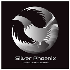 Vector logo silver phoenix design in eps 10. Simple template and ready to use.