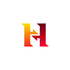 letter H an arrow for finance logo design
