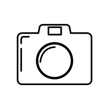Retro Camera Black Outline Vector Design for Icon, Symbol, and Logo