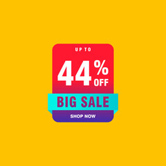 44 discount, Sales Vector badges for Labels, , Stickers, Banners, Tags, Web Stickers, New offer. Discount origami sign banner