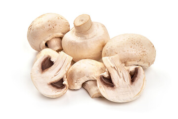 Champignons, close-up, isolated on white background