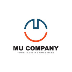 MU letter initial logo design template