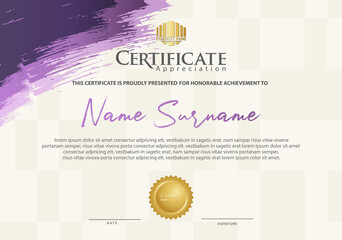 Modern certificate template with grunge overlap layer ornament on dynamic background