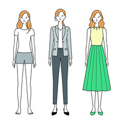 女性の着まわしコーデ