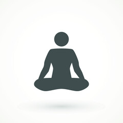 Yoga Fitness Icon. Meditation or meditate flat vector icon. Lotus position simple pictogram. Yoga pose logo Relaxation Flat Design Isolated Illustration - obrazy, fototapety, plakaty